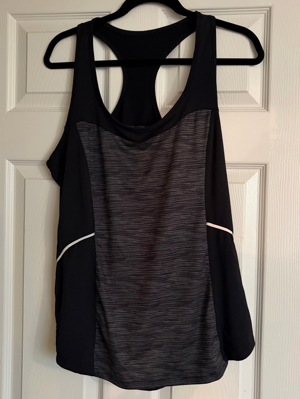 EUC Marika Black and Gray Racerback Tank Top, size large